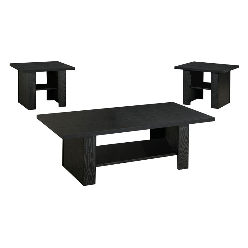 Ebern Designs 3 Piece Living Room Table Set in Black Oak Wayfair